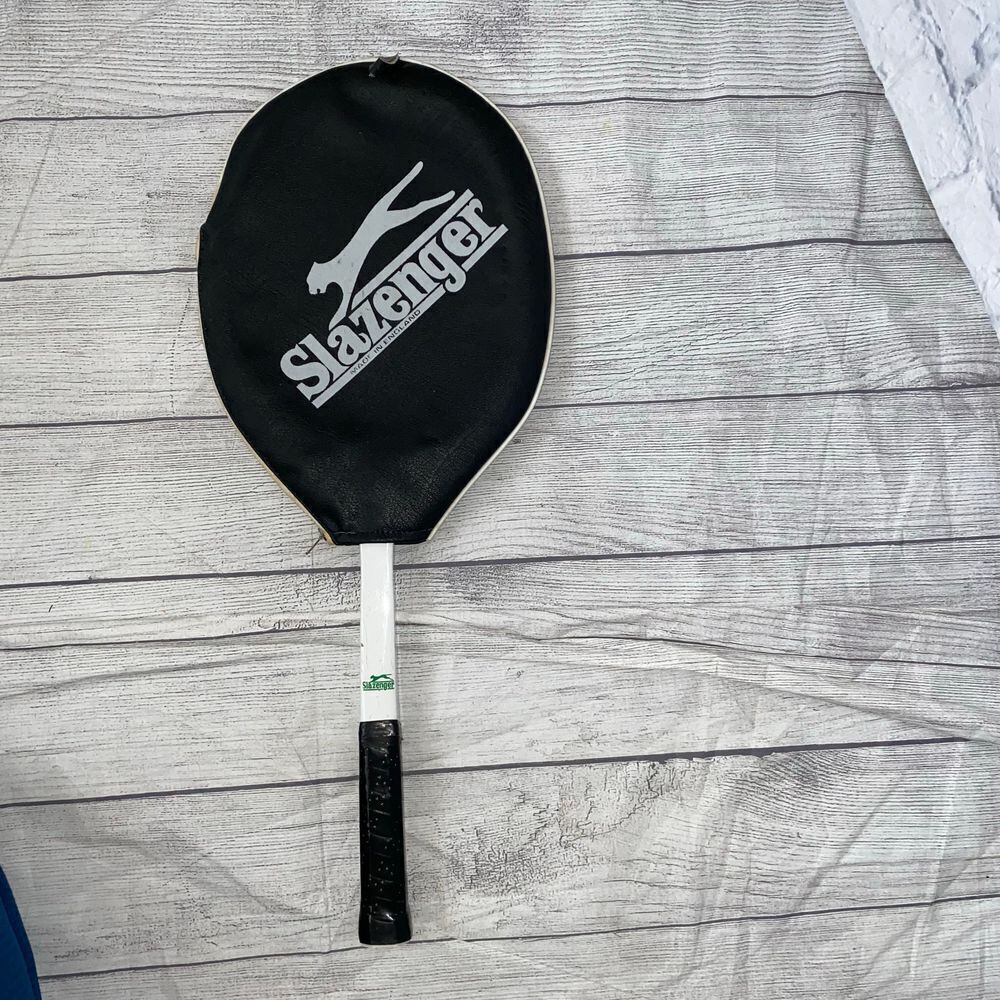 Slazenger Vintage Wooden Tennis Racquet With Soft Cover